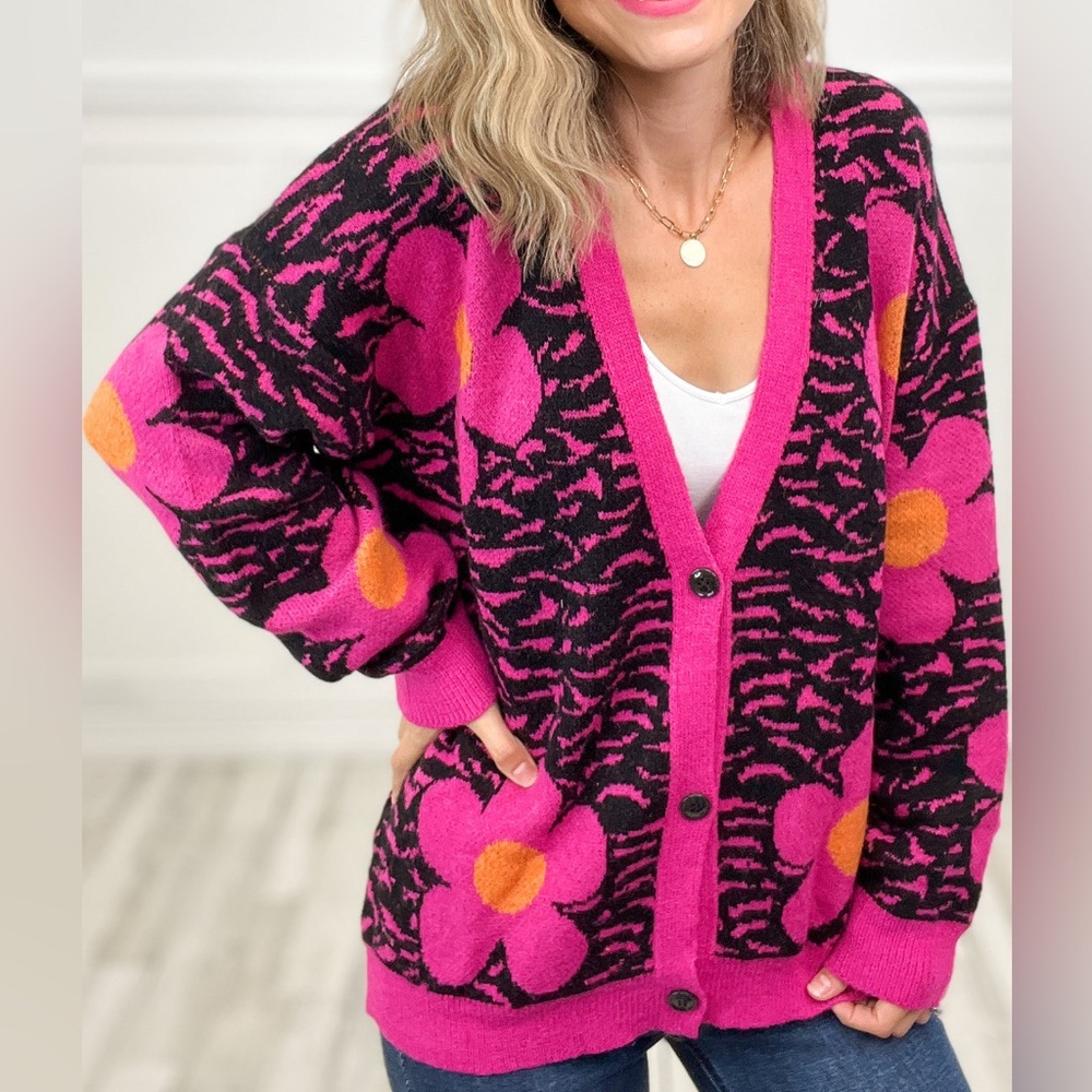 BiBi Flower tiger print cardigan wore once!  It’s in excellent condition